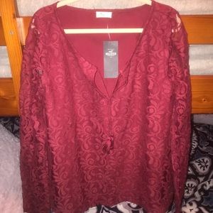 Hollister XS Wine, Lacey Long-sleeved Top